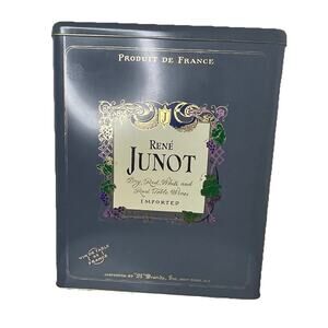 VTG Rene Junot Empty French Wine Bottle Tin Fits 3 Bottles Decorative Decor
